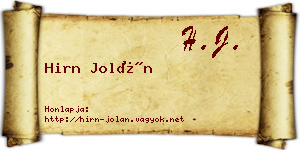 Hirn Jolán névjegykártya